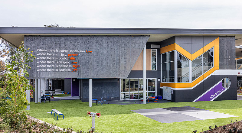 Exterior of building from St Francis of Assisi Catholic Primary School Glendenning