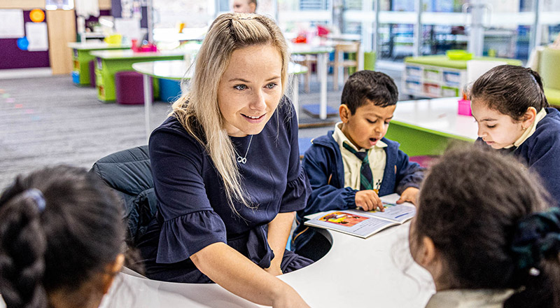 dedicated teacher and student from St Francis of Assisi Catholic Primary School Glendenning
