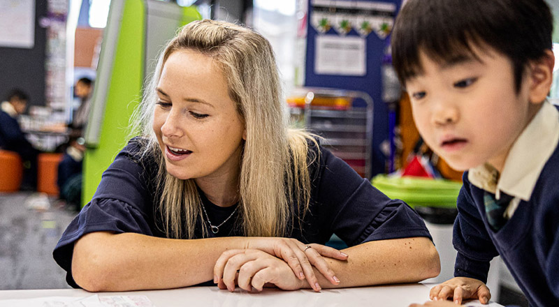 dedicated teacher and student from St Francis of Assisi Catholic Primary School Glendenning