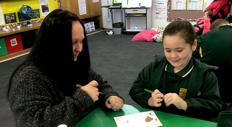 Parent inside classroom at St Francis of Assisi Catholic Primary School Glendenning