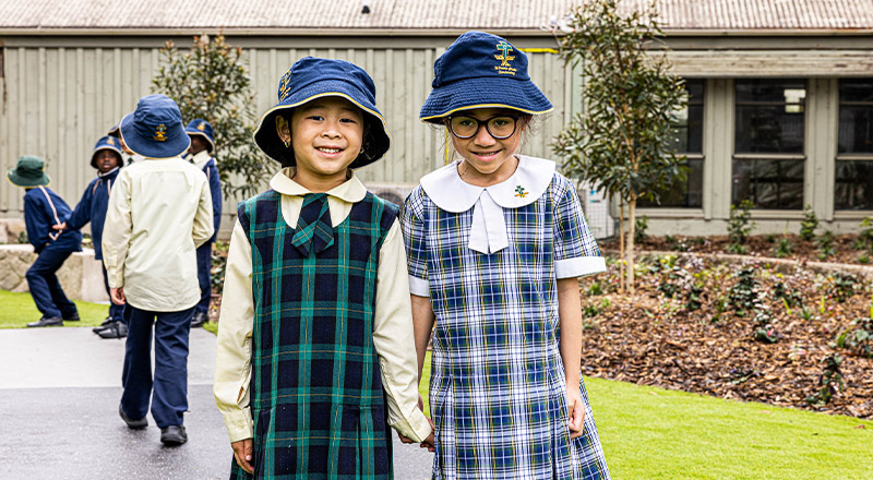 Girls in uniform at St Francis of Assisi Catholic Primary School Glendenning